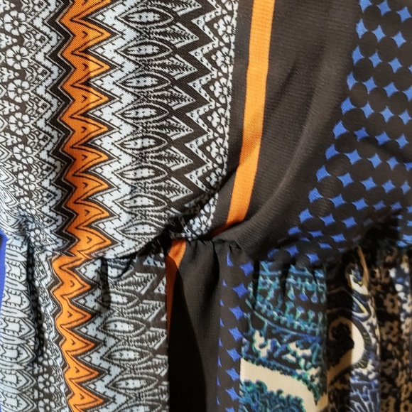 AUW Scoop Neck Blue Printed Dress size XL - Picture 3 of 4